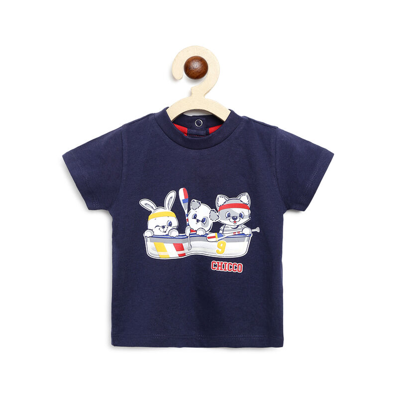 Boys Medium Blue Printed Short Sleeve T-shirt image number 0